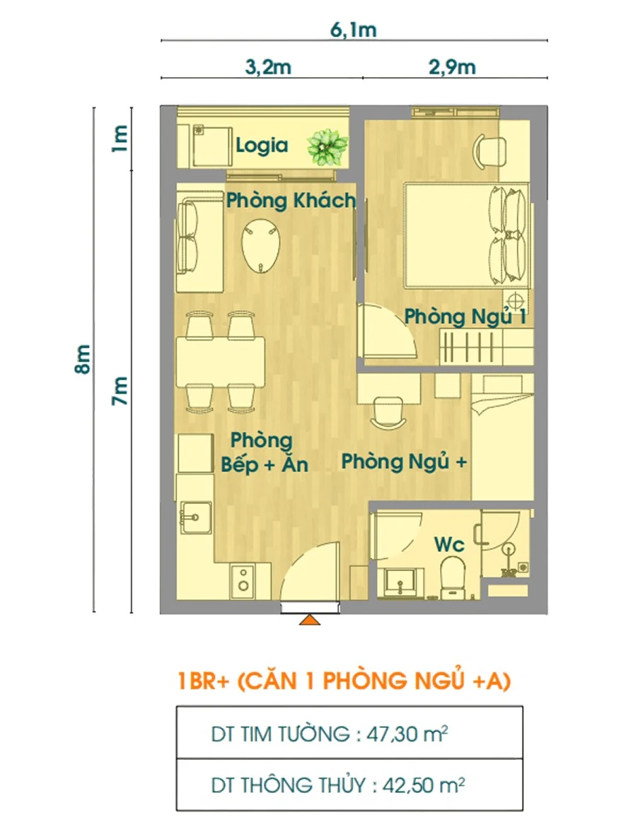 1PN+A · Nhà ở xã hội